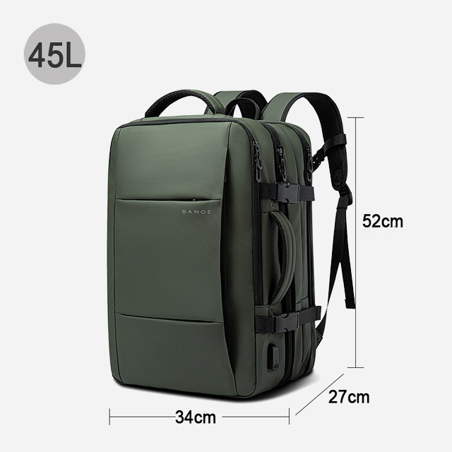 BANGE Travel Backpack Men Business Expandable USB Large Capacity Laptop Waterproof Fashion Backpack