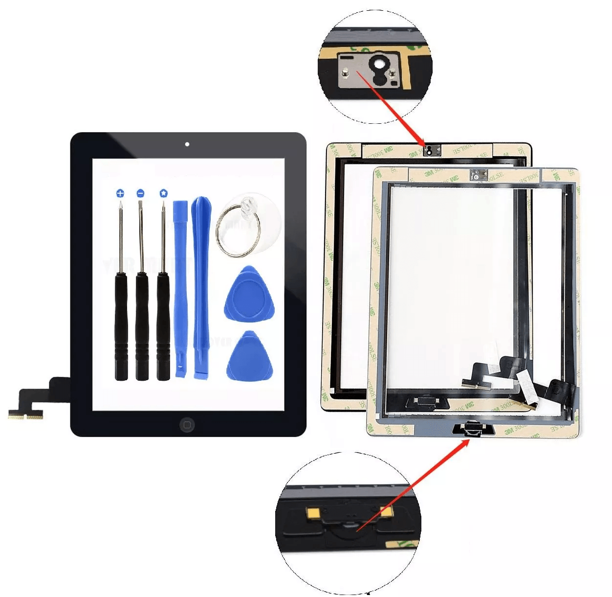 Black Screen Glass Digitizer Replacement for iPad 2 Touch Panel Repair Kit