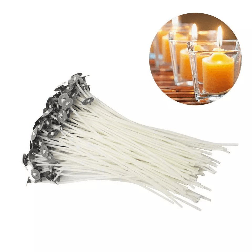 6 Inch Candle Wicks 100PCS Cotton Core Pre-Tabbed | Inspire Uplift