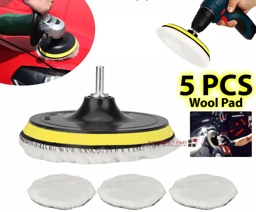 Buffing Polishing Pad Wool Wheel Kit, Mop Set for Car Polisher with Drill Adapter for Auto Detailing and Surface Restore