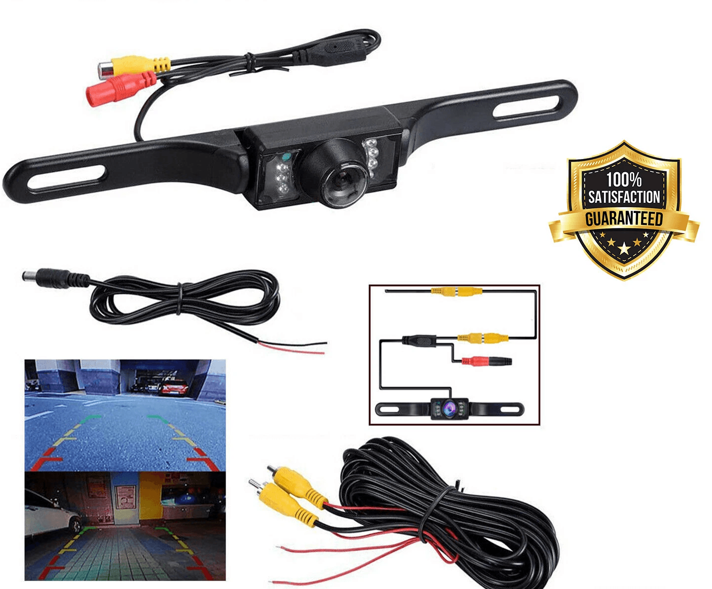Wide Night Vision Car Rear View Reverse Backup Parking Camera Waterproof with LED Lights, Infrared Night Vision
