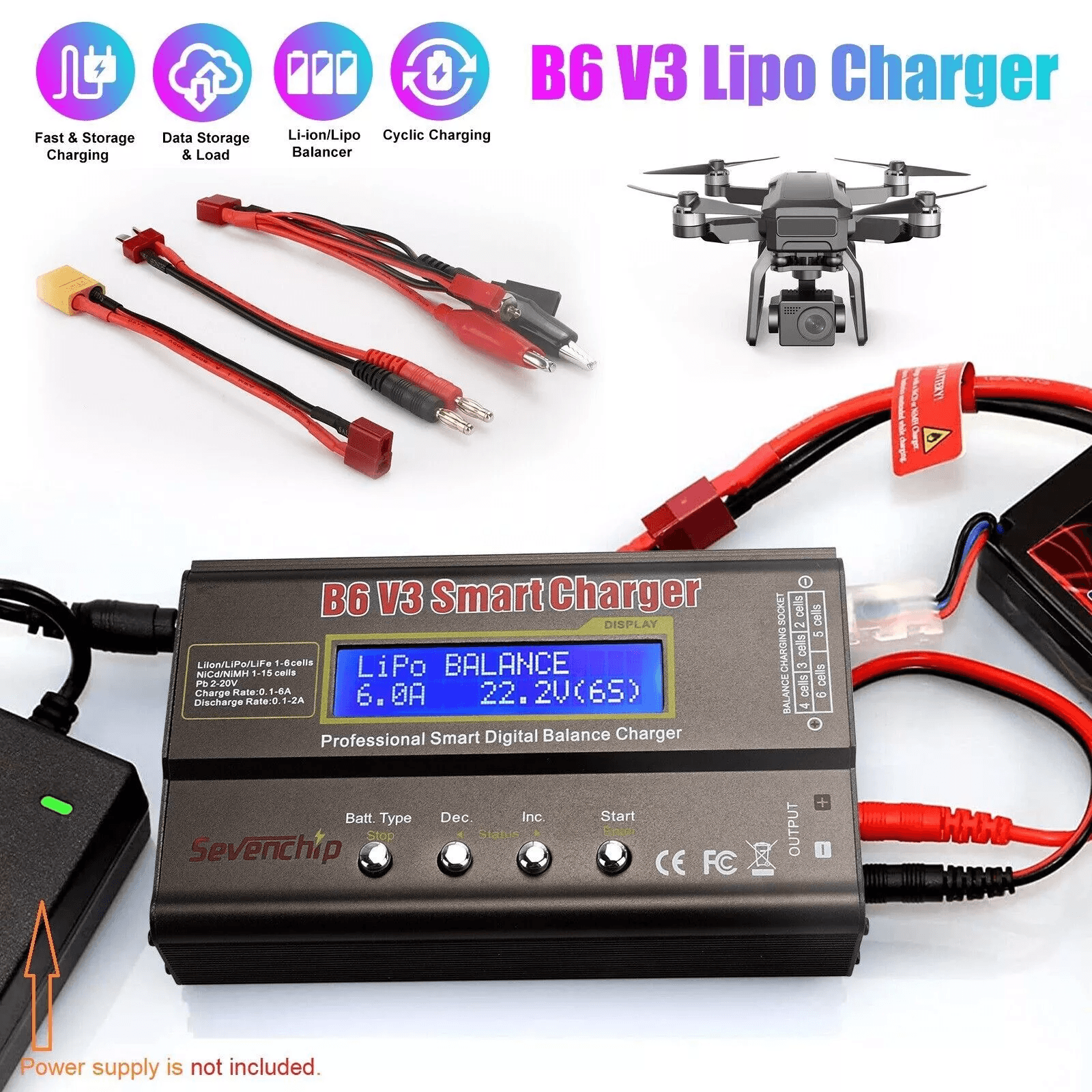 RC Lipo Smart Battery Balance Charger & Discharger, High-Power Multi-Chemistry Charger for NiMH, LiHV, LiPo, Li-ion