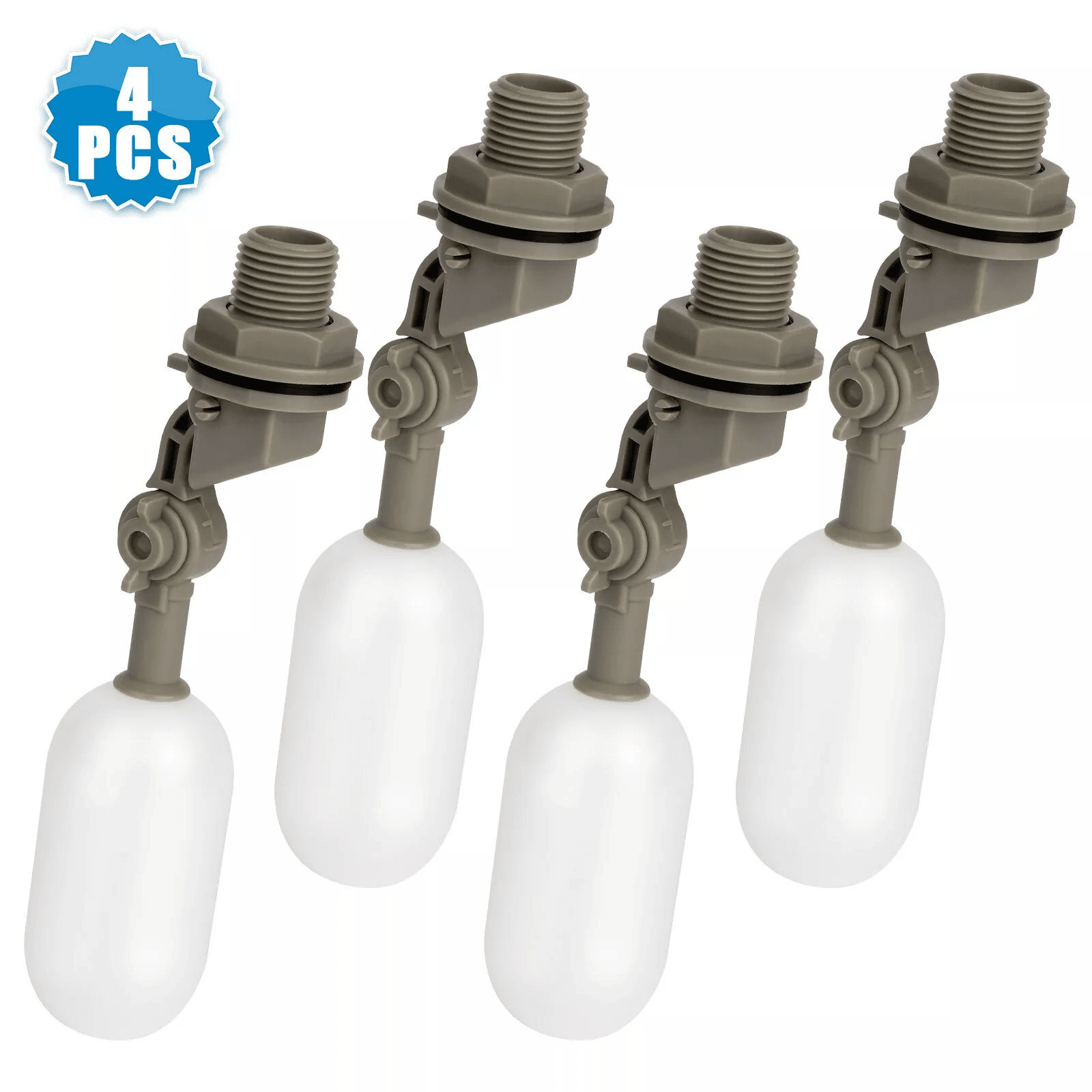 4x Water Float Valve Adjustable Arm 1/2" Automatic Fill Stop - Plastic Water Filter Float Valve for Tanks & Coolers
