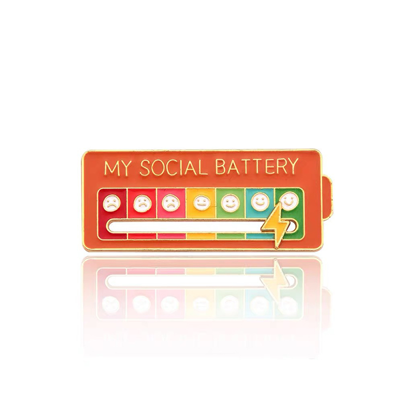 Emotional Expression Brooches, 7 Mood Sliding Pins for Women Men, Alloy Social Battery Badge for Jackets, Bags & Gifts