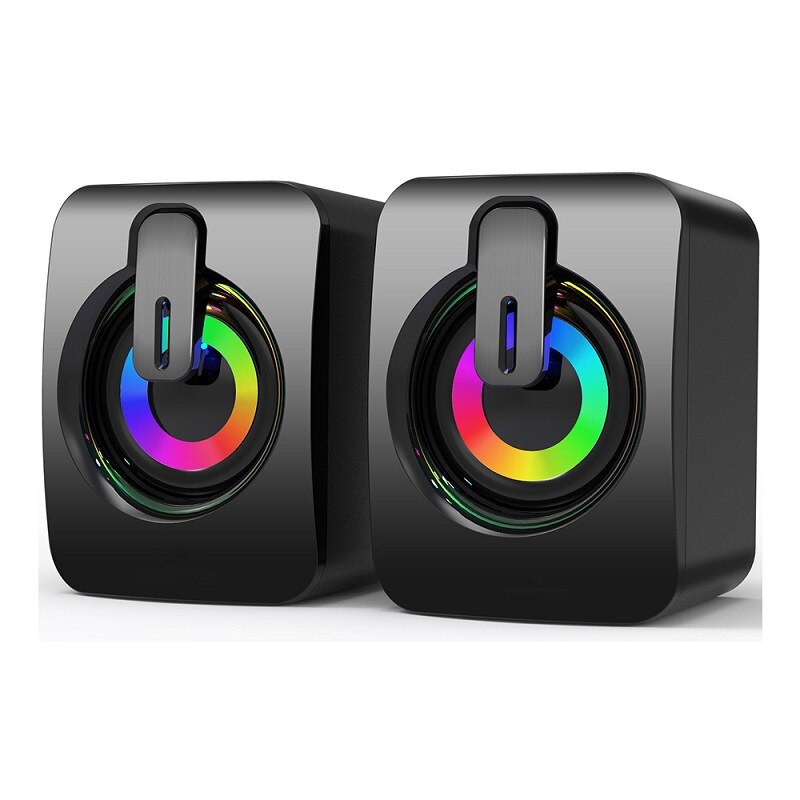 HIFI Stereo Computer Speakers with USB Wired Microphone, LED Light Caixa De Som for Desktop PC and Laptop Sound Box