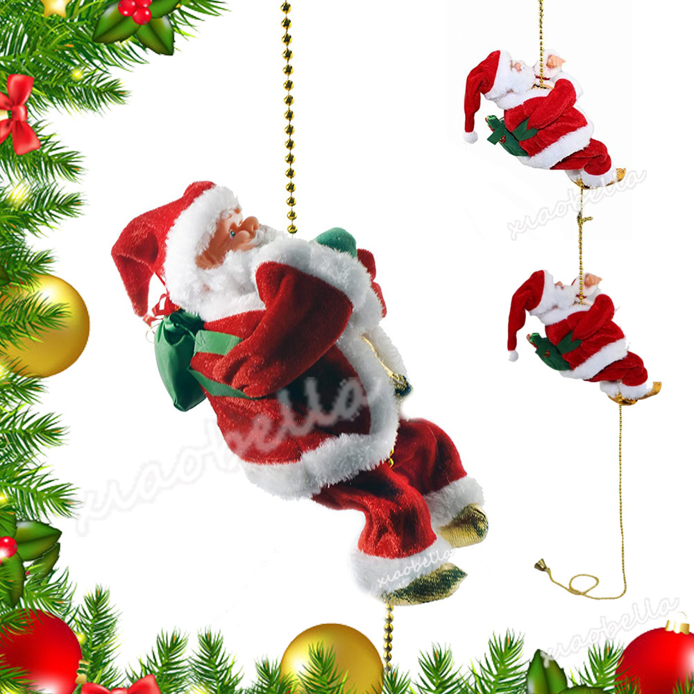 Climbing Santa Claus , Battery Operated Rope, Pendant Ornament Decor Decorations, Toys For Christmas Tree Hanging