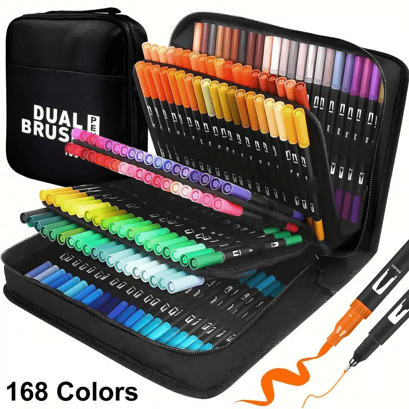 Dual Tip Brush Pens for Coloring Books & Artists | Vibrant Markers Kit