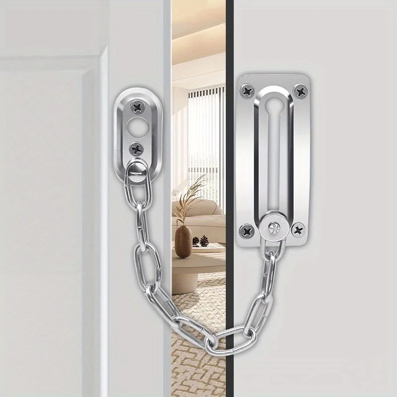 Premium Home Door Chain Lock Stainless Steel Security Latch Easy Slide Guard for Front & Bedroom Doors