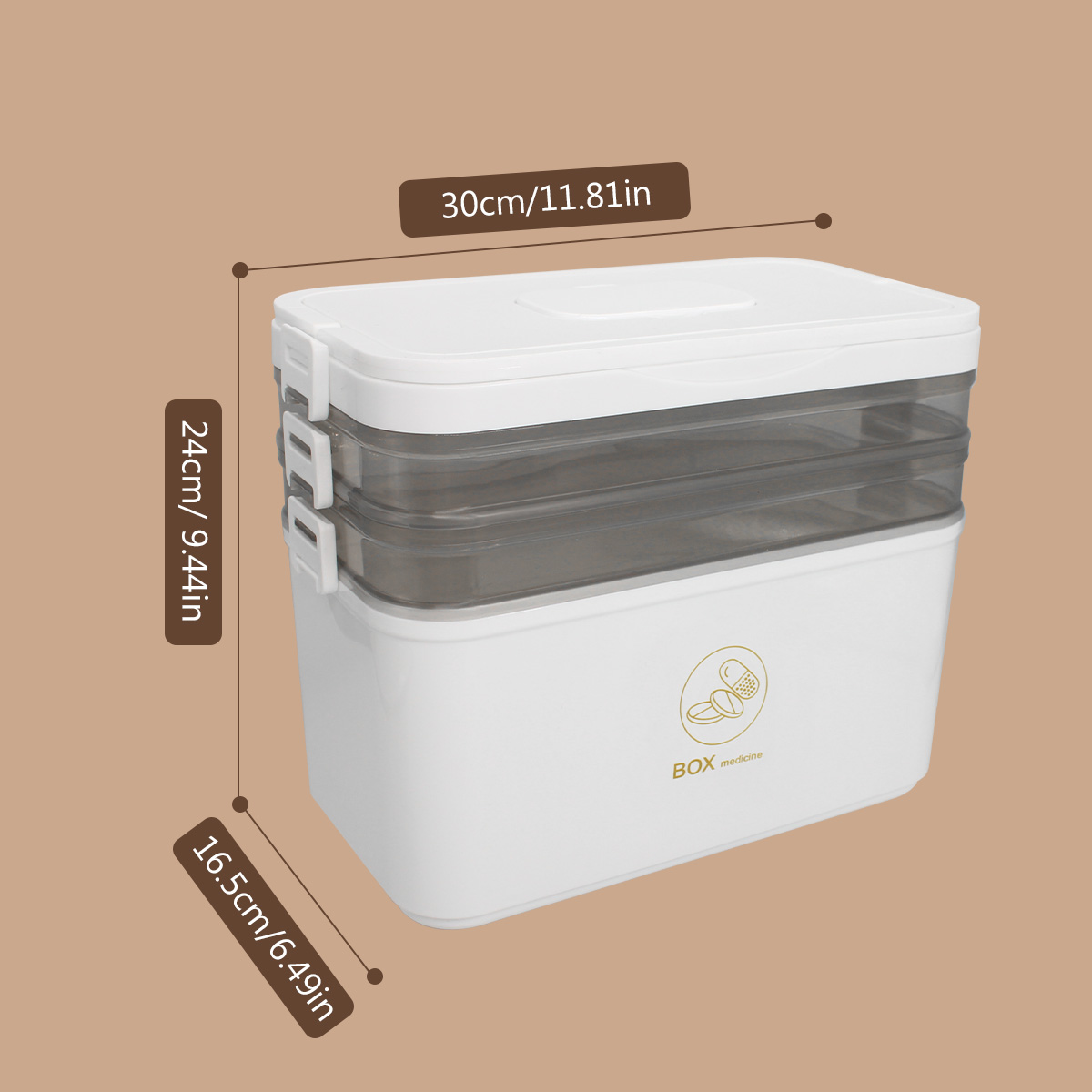 Large Capacity Medicine Storage Box Portable Multi Layer First Aid Organizer for Home and Travel