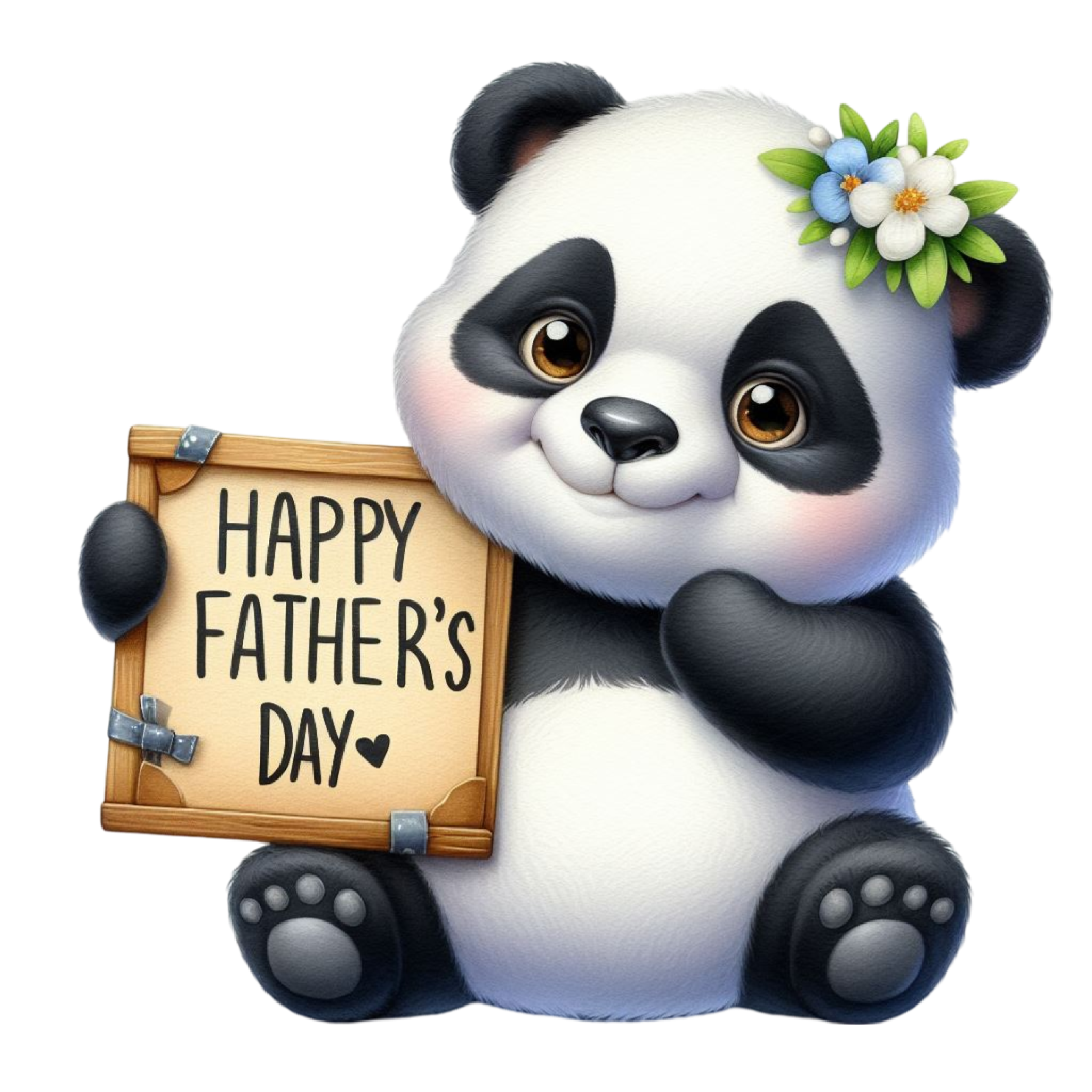 Happy Father's Day With Cute Panda PNG, Watercolor Father's | Inspire ...