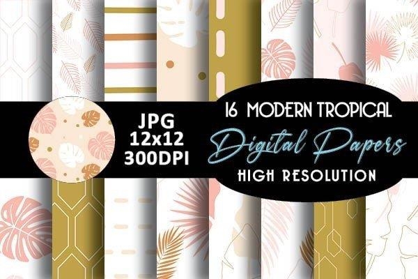Modern Tropical Digital Papers Patterns - Inspire Uplift