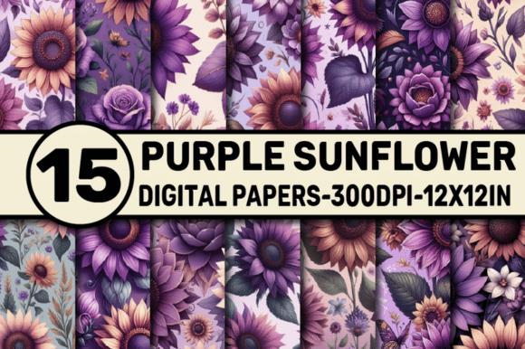 Purple Sunflower Digital Papers | Inspire Uplift