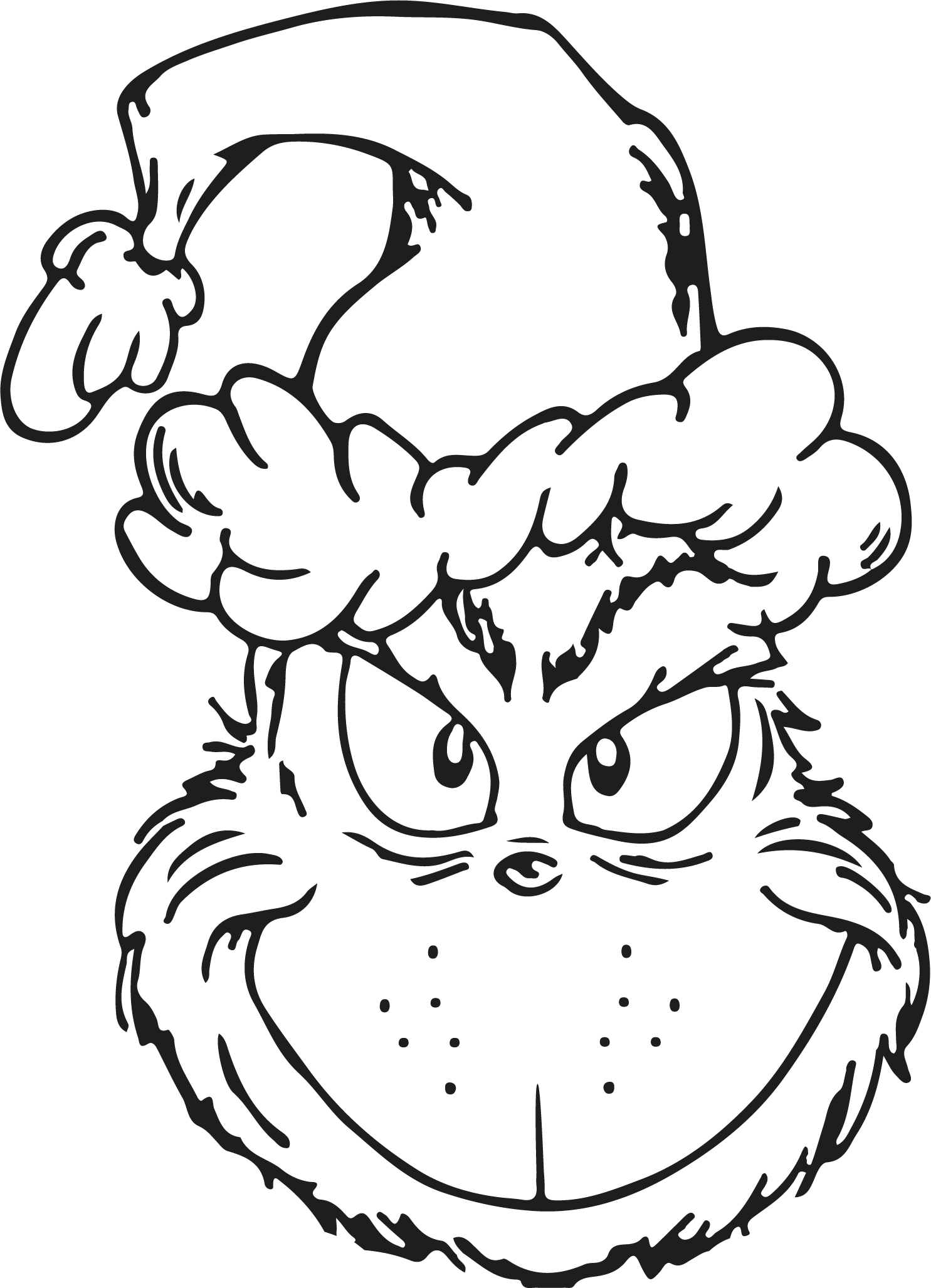 Grinh Santa Hat Outline Svg, Grinch Head Svg, Grinch Christm | Inspire ...
