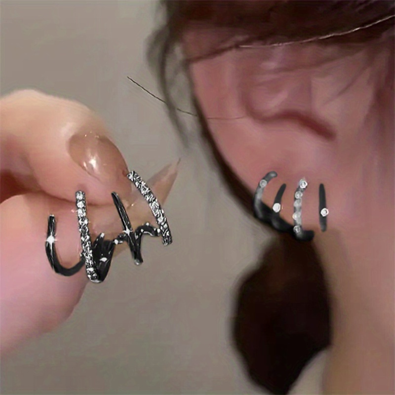 Claw Design Inlaid With Shiny Zircon Decor Elegant Sexy Stud Earrings Copper Jewelry Daily Casual - Valentine's Day Gift