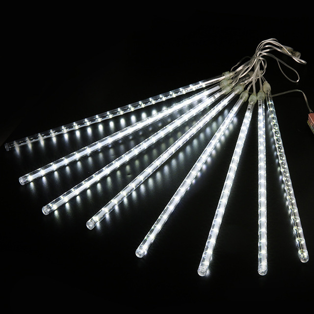 LED Meteor Shower Rain Lights, Waterproof Falling Raindrop Fairy String Light for Christmas, Holiday Party, and Patio