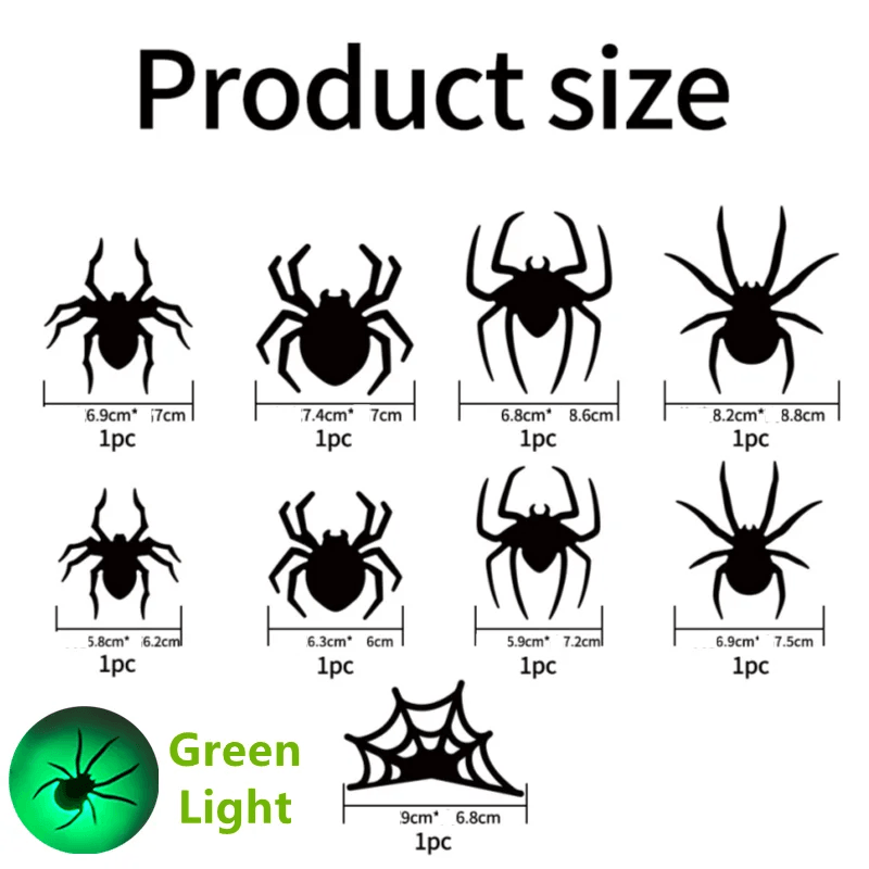 Scary LED Halloween Decorations, Glowing Bats and Spider 3D Wall Stickers for Haunted House Party Indoor & Outdoor Use