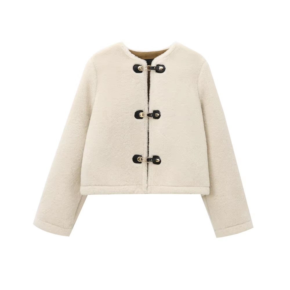 Autumn New Women's Faux Fur Jacket, Thick Fashion Coat, Warm Long Sleeve Outerwear with Front Toggle, Chic Tops