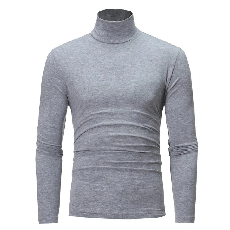 Men's Turtleneck Sweater, Thin Knitted Pullover for Spring and Autumn, Cotton Clothing in Black and White Tops