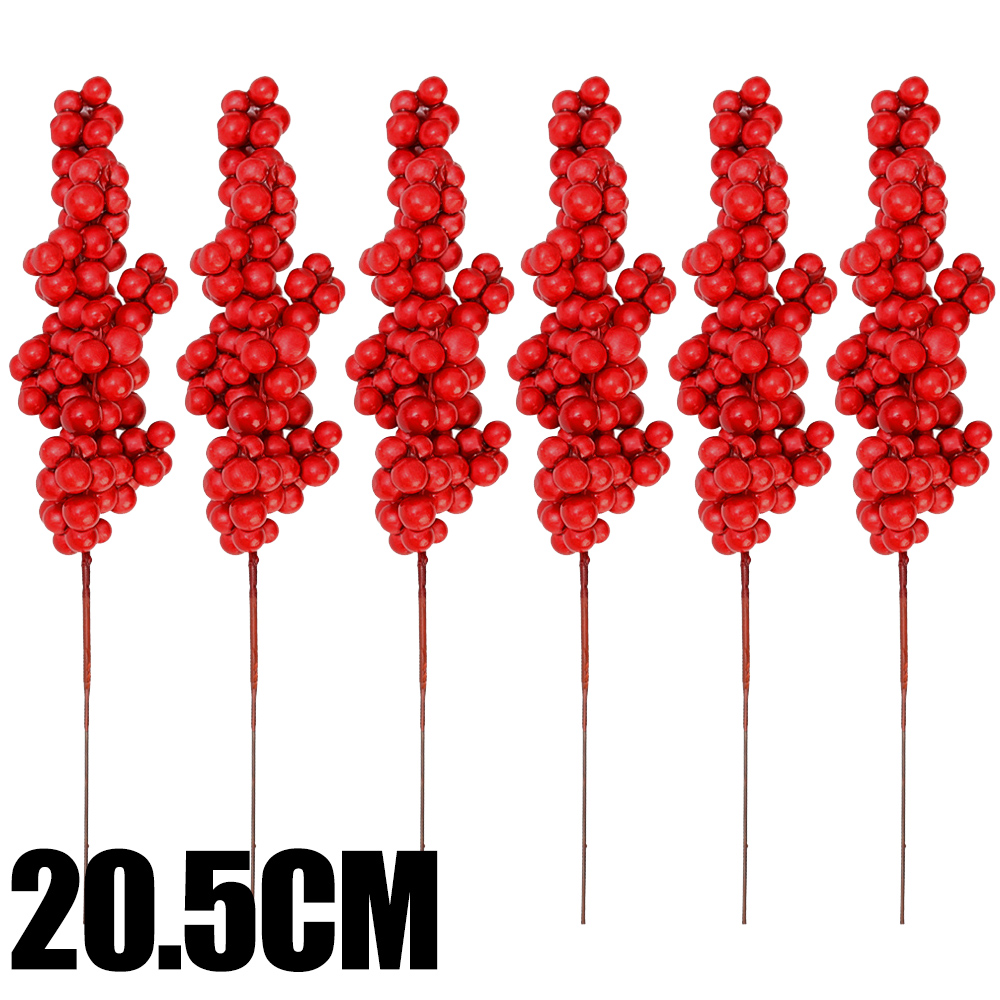 Fake Berries Pearl Beads, Artificial Red Cherry Stamen, DIY Christmas Wreath Holiday Party and New Year Gifts Decoration