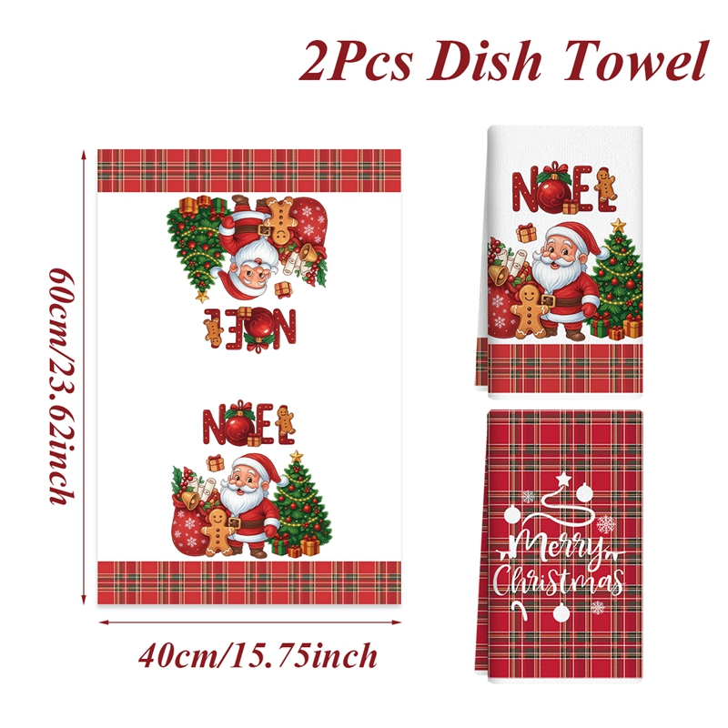 Merry Christmas Kitchen Towels, Navidad Natal Dish Towel, Santa Claus Party Decoration, New Year Gift Set