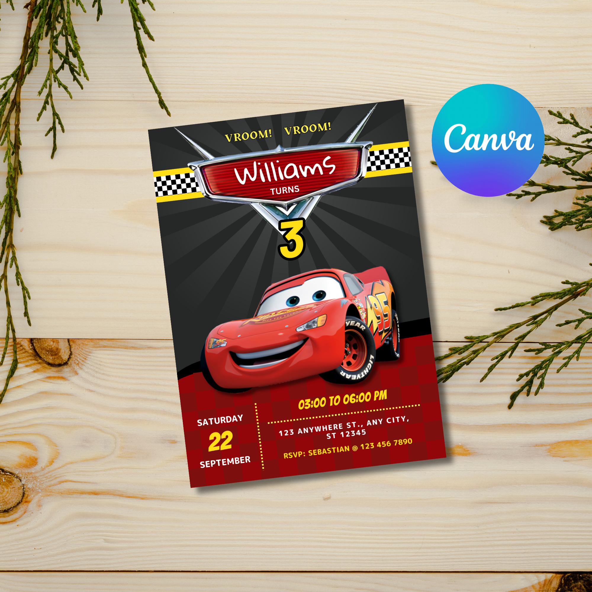 Cars Lightning McQueen Birthday Invitation Template | Inspire Uplift cars-lightning-mcqueen-birthday-invitation-template-inspire-uplift