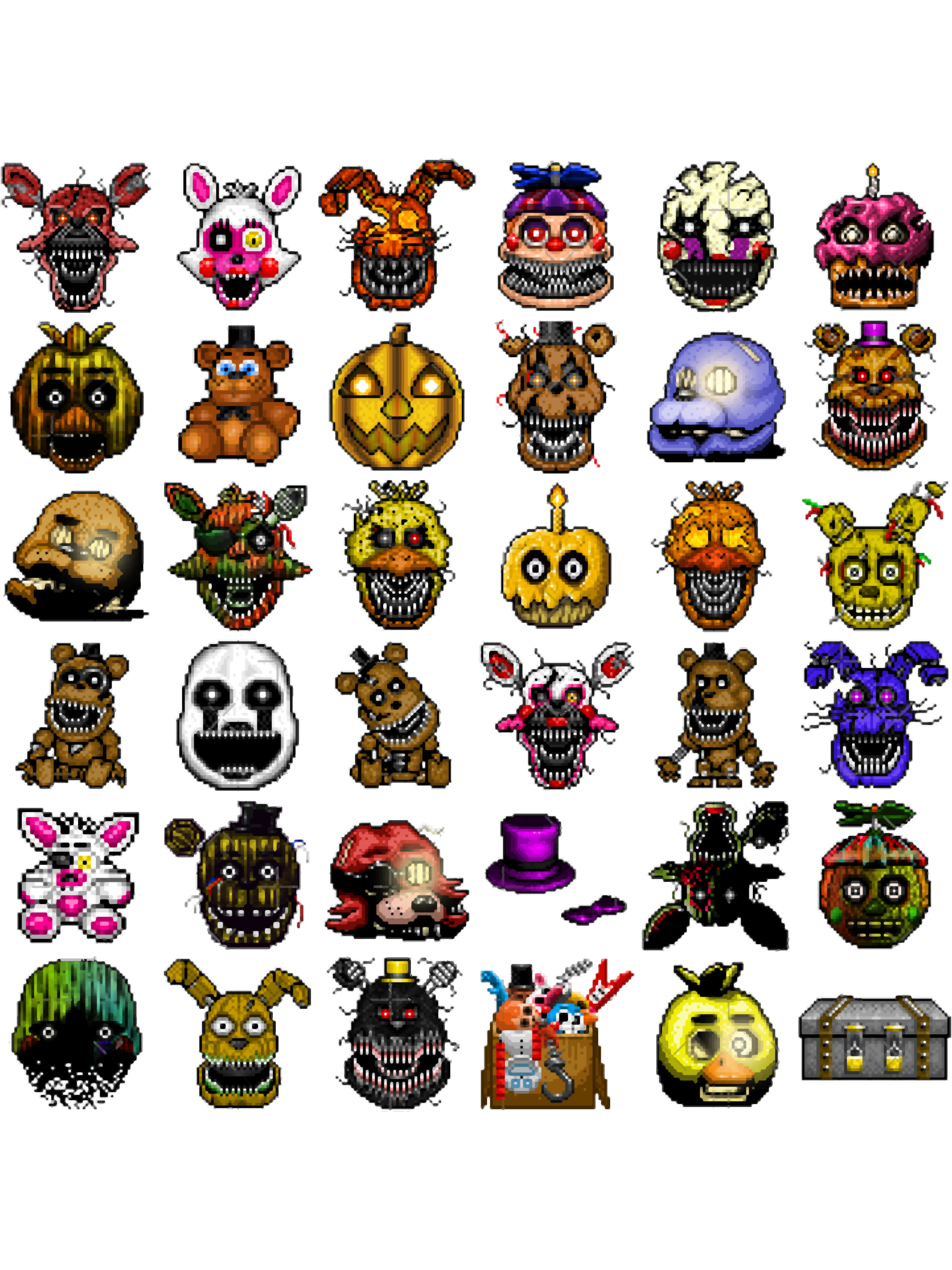 Five Nights at FreddysPixel artMultiple Characters New Set - Inspire Uplift