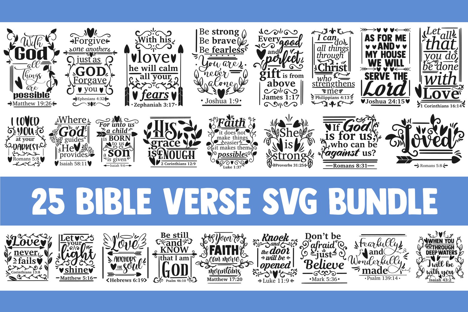 Bible verse svg bundle christian blessed religious quotes sa | Inspire ...