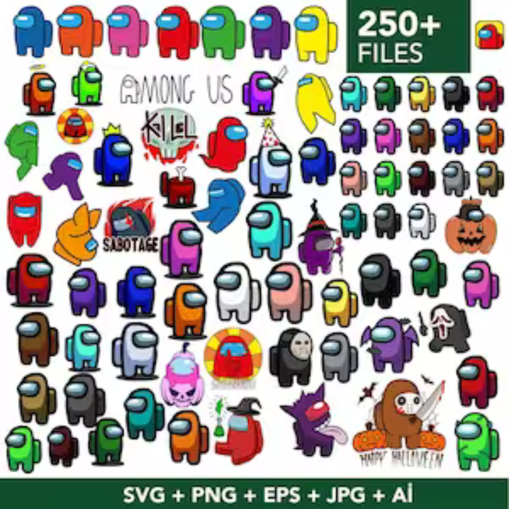 250 among us svg bundle among us birthday clipart among us inspire