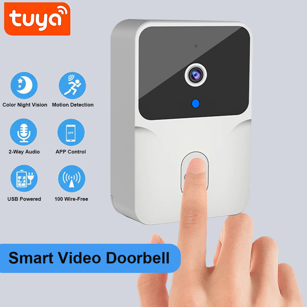 Smart WiFi Video Doorbell Wireless HD Camera with IR Night Vision & Alarm Security, Home Intercom System