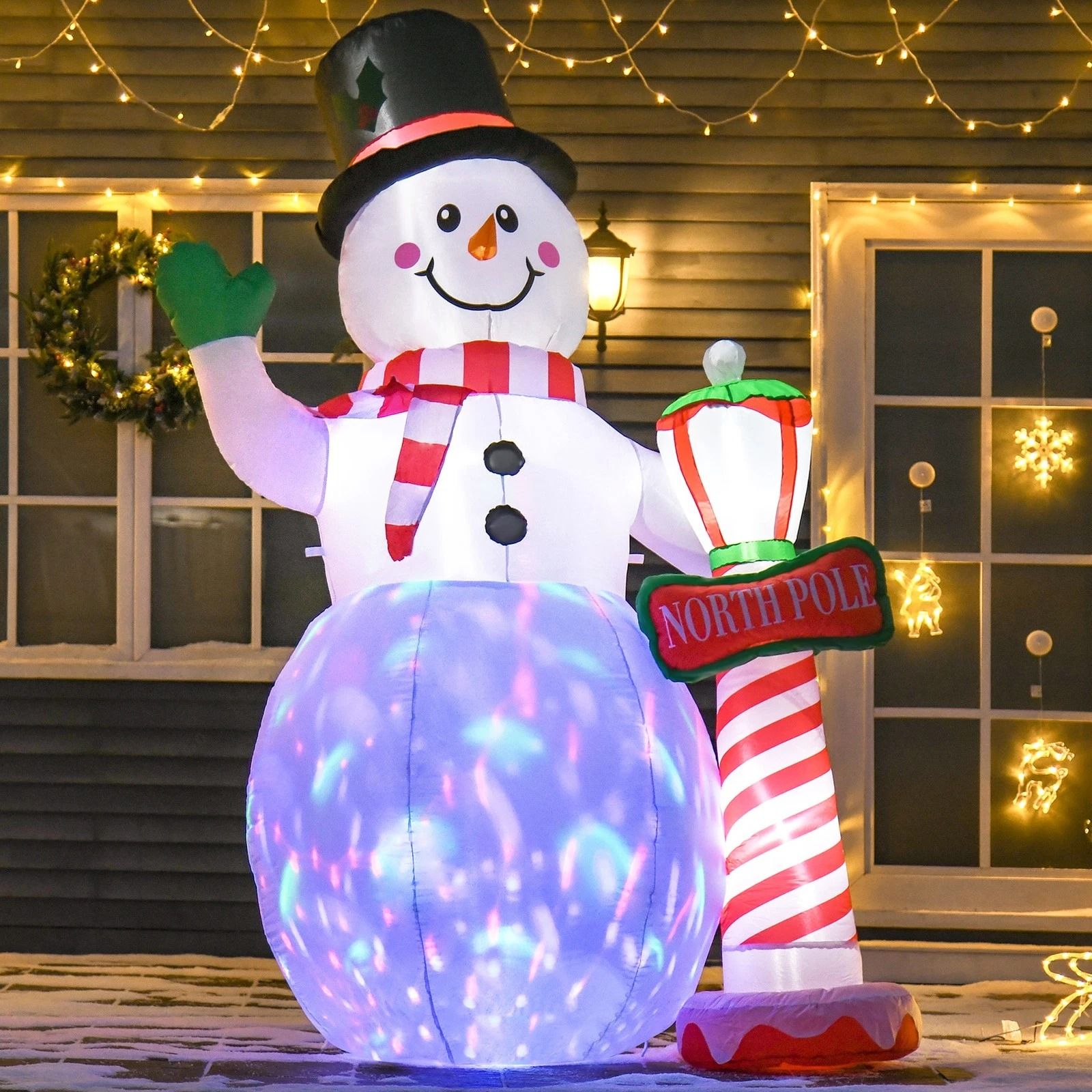 8 ft LED Light Up Snowman, Outdoor Christmas Inflatable Lighted Yard Decoration