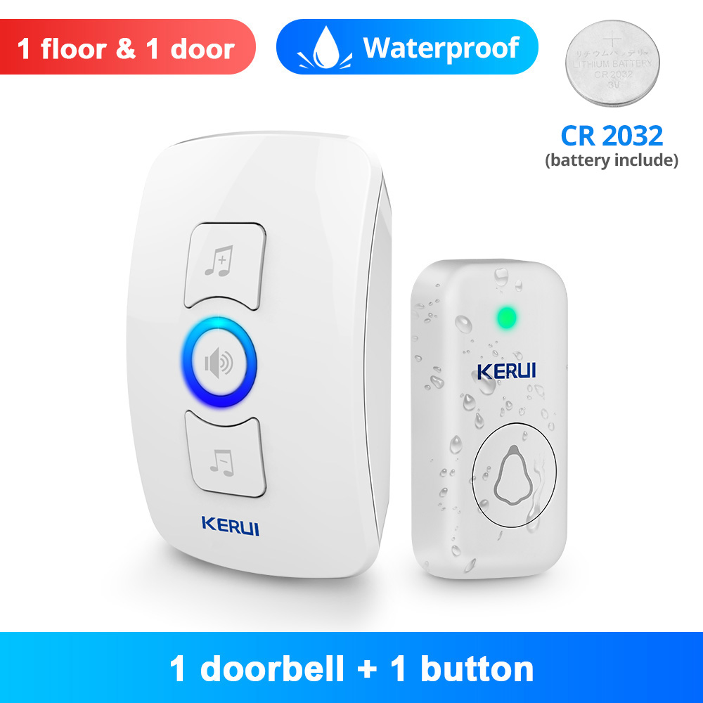 Smart Home Outdoor Wireless Doorbell Waterproof Chime Kit, LED Flash Security Alarm & House Welcome Melodies