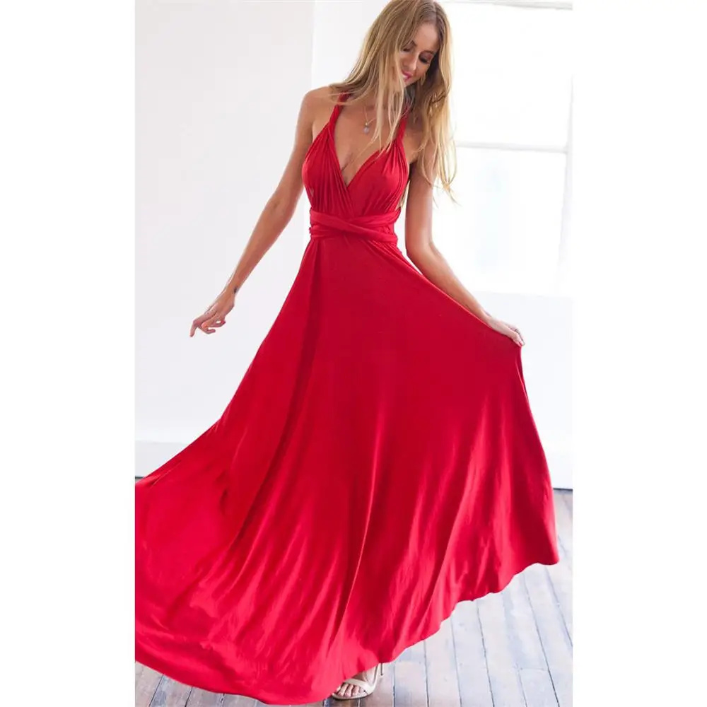Convertible Boho Maxi Red Dress, Sexy Women Multiway Wrap Bandage Long Dress for Club Party Bridesmaids Infinity Robe Convertible Boho Maxi Red Dress, Sexy Women Multiway Wrap Bandage Long Dress for Club Party Bridesmaids Infinity Robe