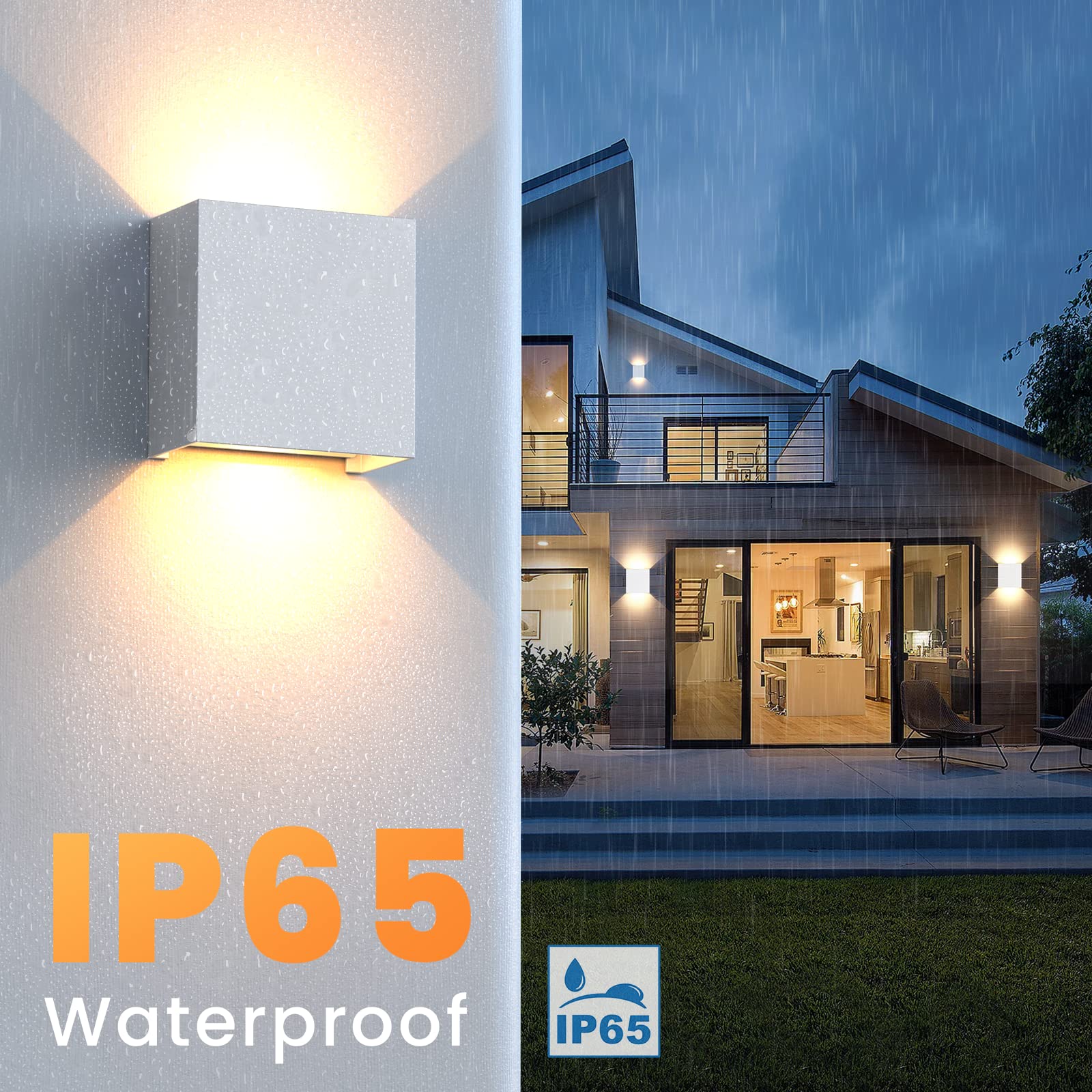 Indoor Outdoor Wall Lamp, LED Wall Sconces Modern, Up Down Wall Mount Lights for Living Room Hallway Bedroom