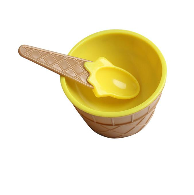 Cone Style Kids Ice Cream Bowl Set with Spoon Reusable Sundae Dessert Cups
