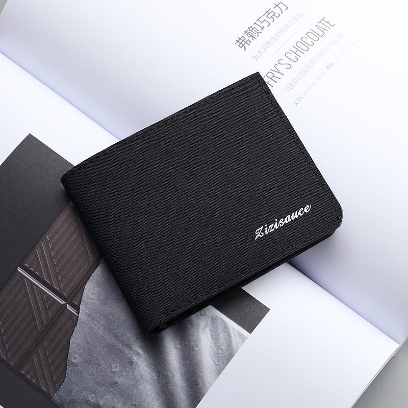 Canvas Wallet for Men Slim Bifold Card Holder with ID Window