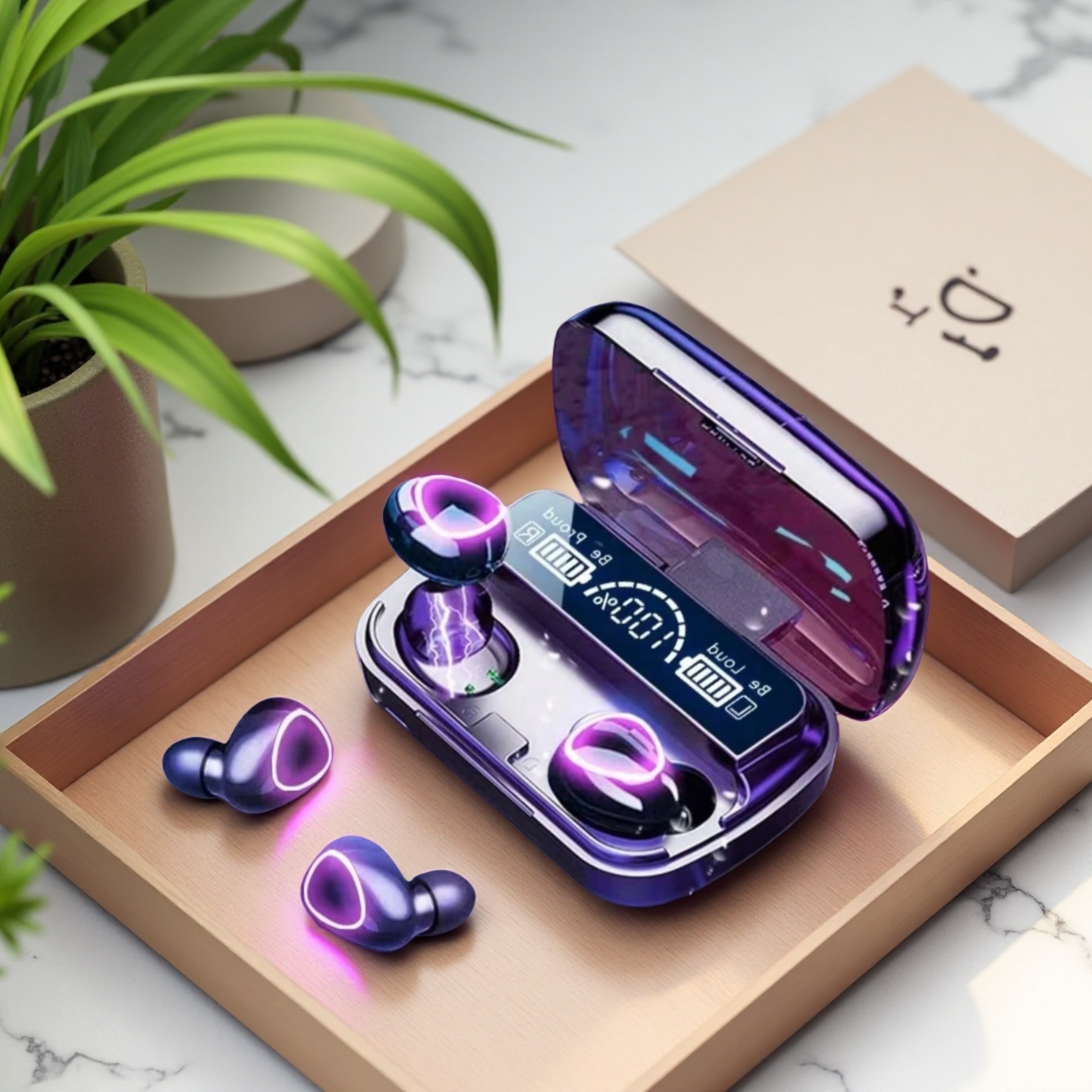 TWS Bluetooth Earphones with LED Display HiFi Stereo Music Wireless Earbuds for All Smartphones