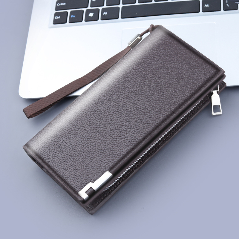 Mens Long PU Leather Phone Wallet Bag with Card Holder & Zipper Pocket Large Capacity
