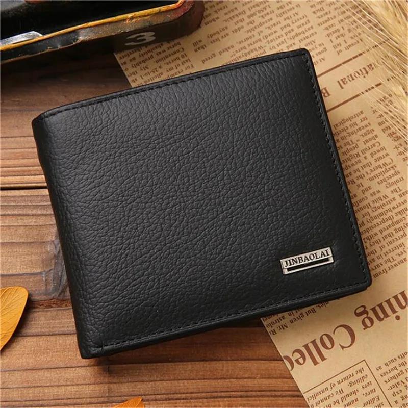 Premium Real Cowhide Mens Wallet Short Black Leather Wallet