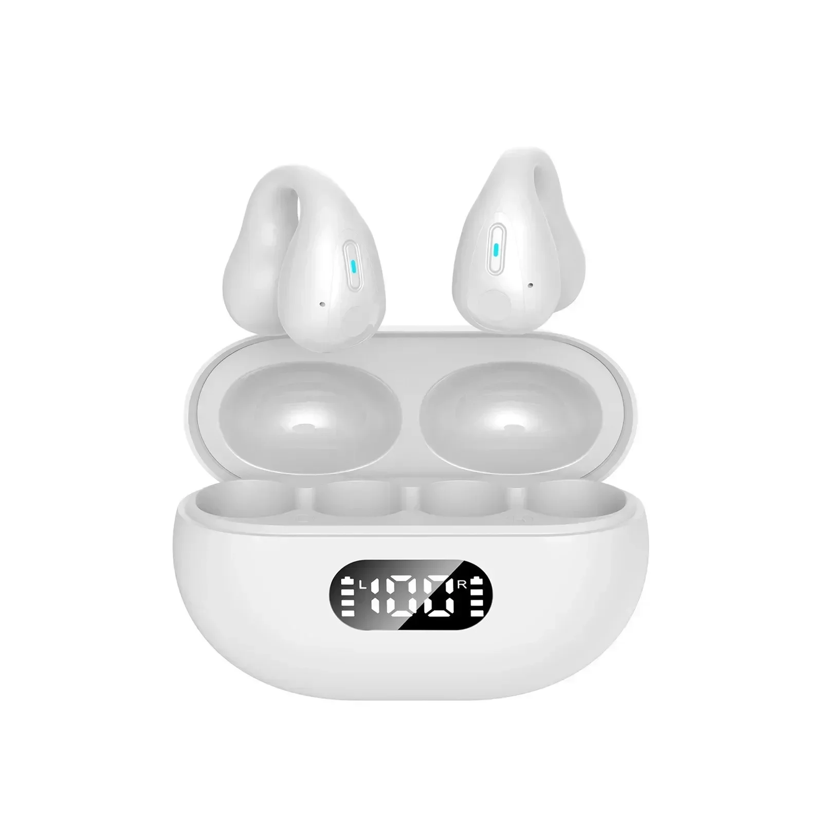 Wireless Bone Conduction Headphones Bluetooth Sports Earphones with Touch Control & LED Active Earbuds