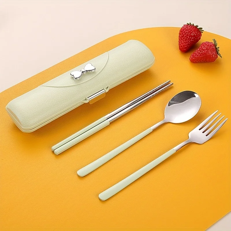 Premium Stainless Steel Portable Cutlery Set with Compact Travel Storage Box