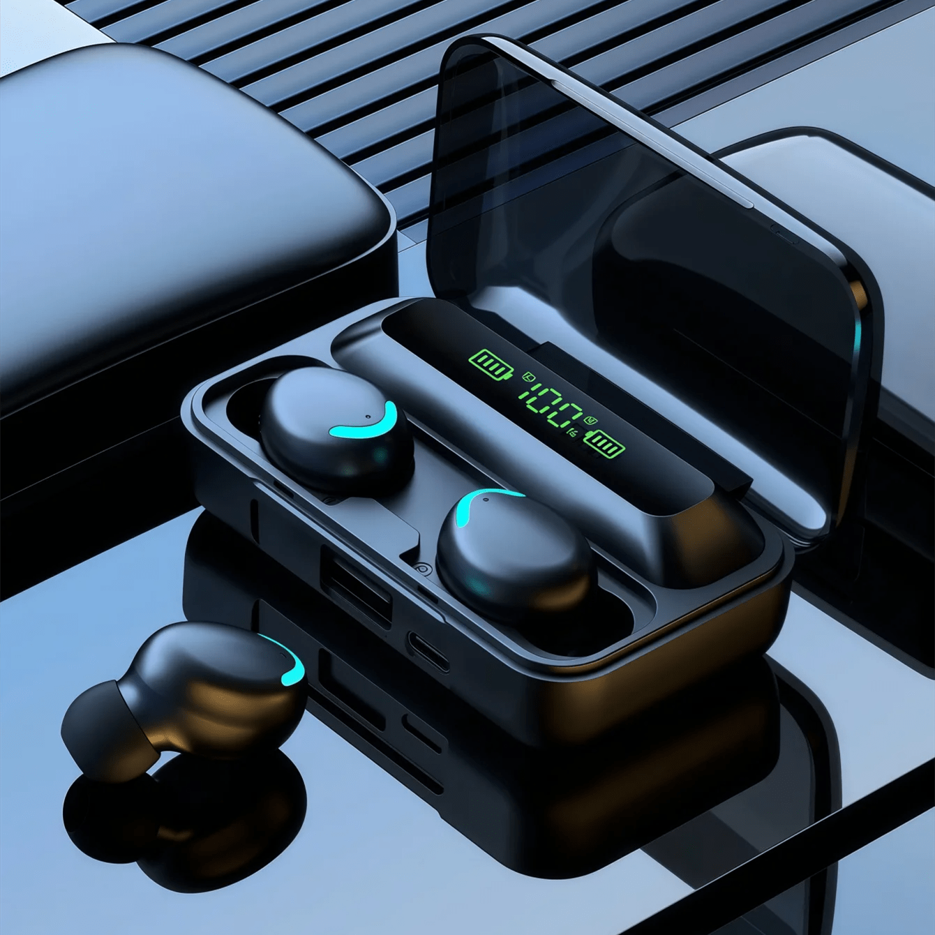 Stereo Wireless Earbuds Waterproof Sport Bluetooth Headphones with Touch Control