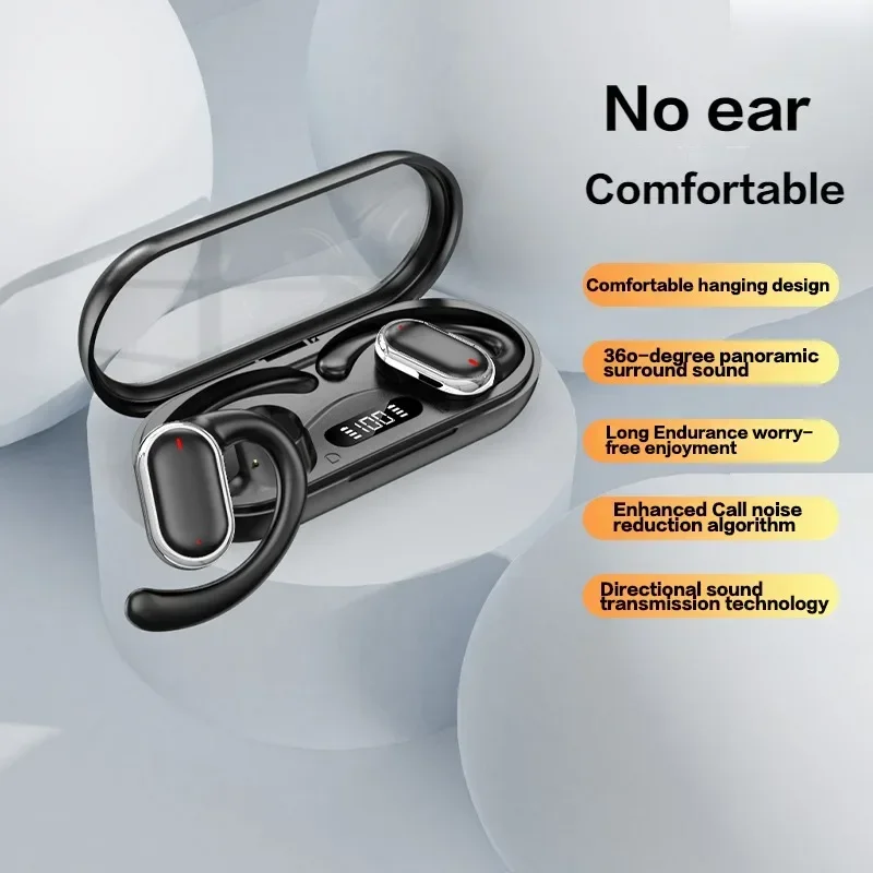 Open Ear Wireless Earbuds with Mic Waterproof Bluetooth Sport Earphones