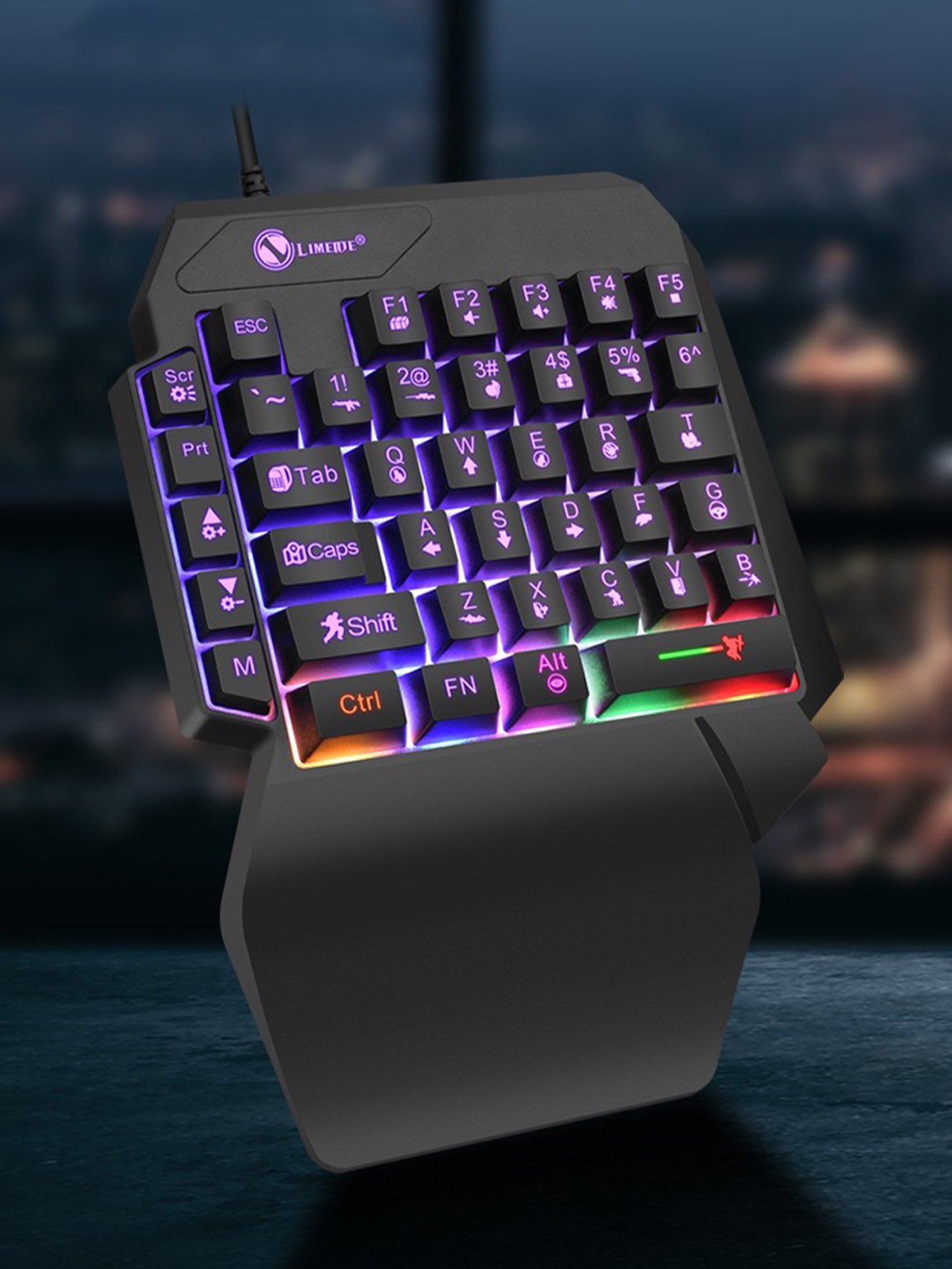 Mechanical One Handed RGB Wired Gaming Keyboard with Wrist Support & Radium Engraving