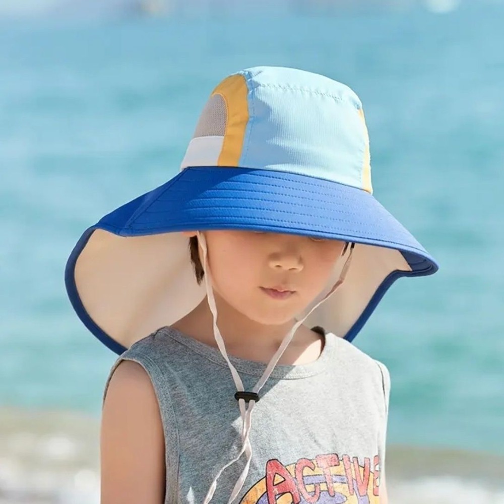 Premium UV Defense Kids Sun Hat with Neck Flap Breathable Wide Brim Outdoor Protection