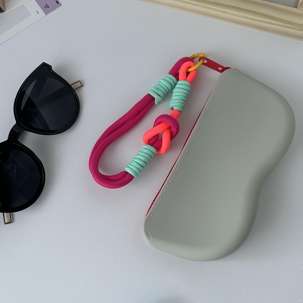 Soft Silicone Glasses Case with Lanyard and Zipper Portable Eyeglass Storage Pouch