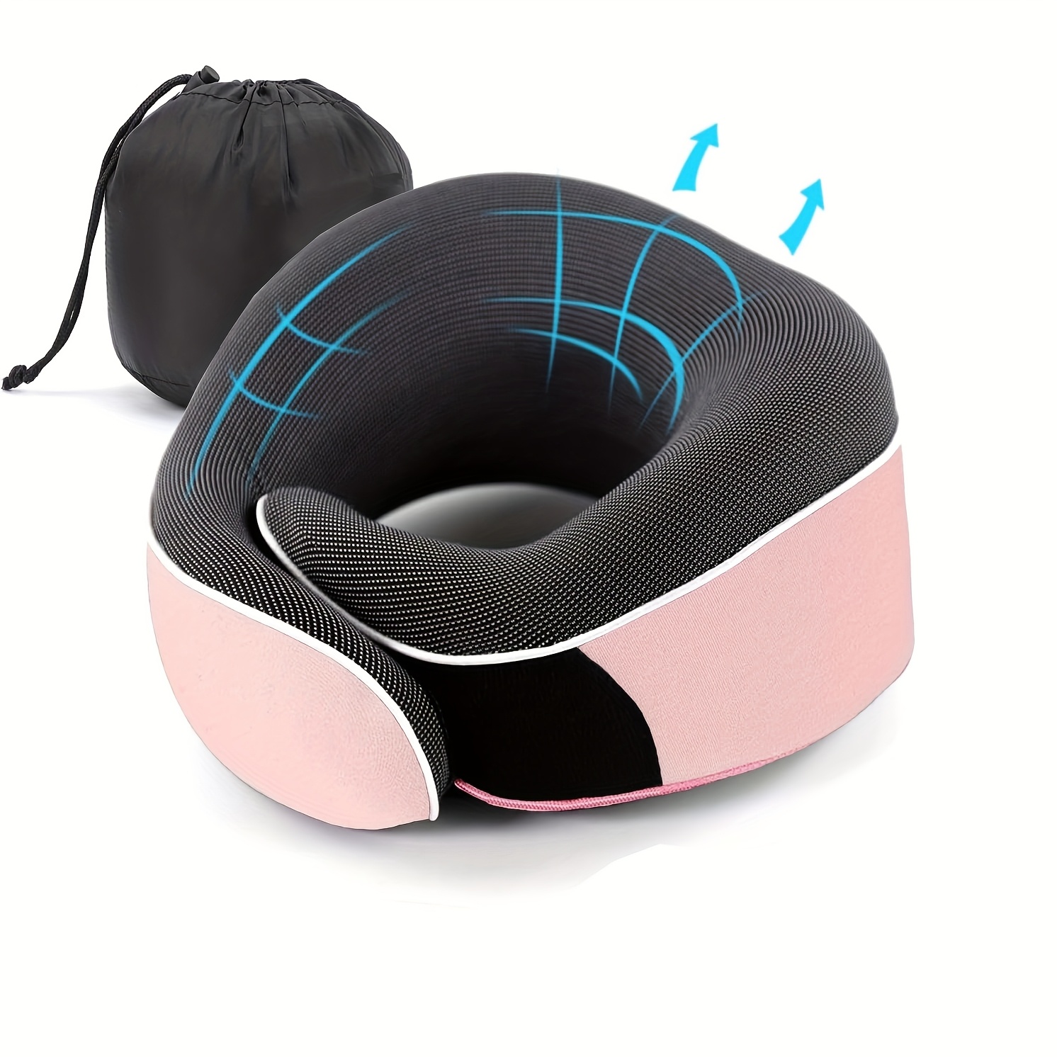 Ergonomic Memory Foam Travel Neck Pillow for Airplane & Car Sleep with Portable Storage Bag