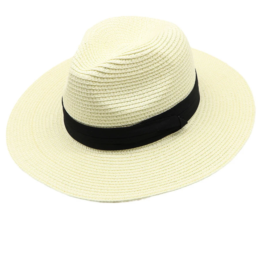Wide Brim Straw Panama Hat for Women and Men Summer Beach Fedora Sun Hat