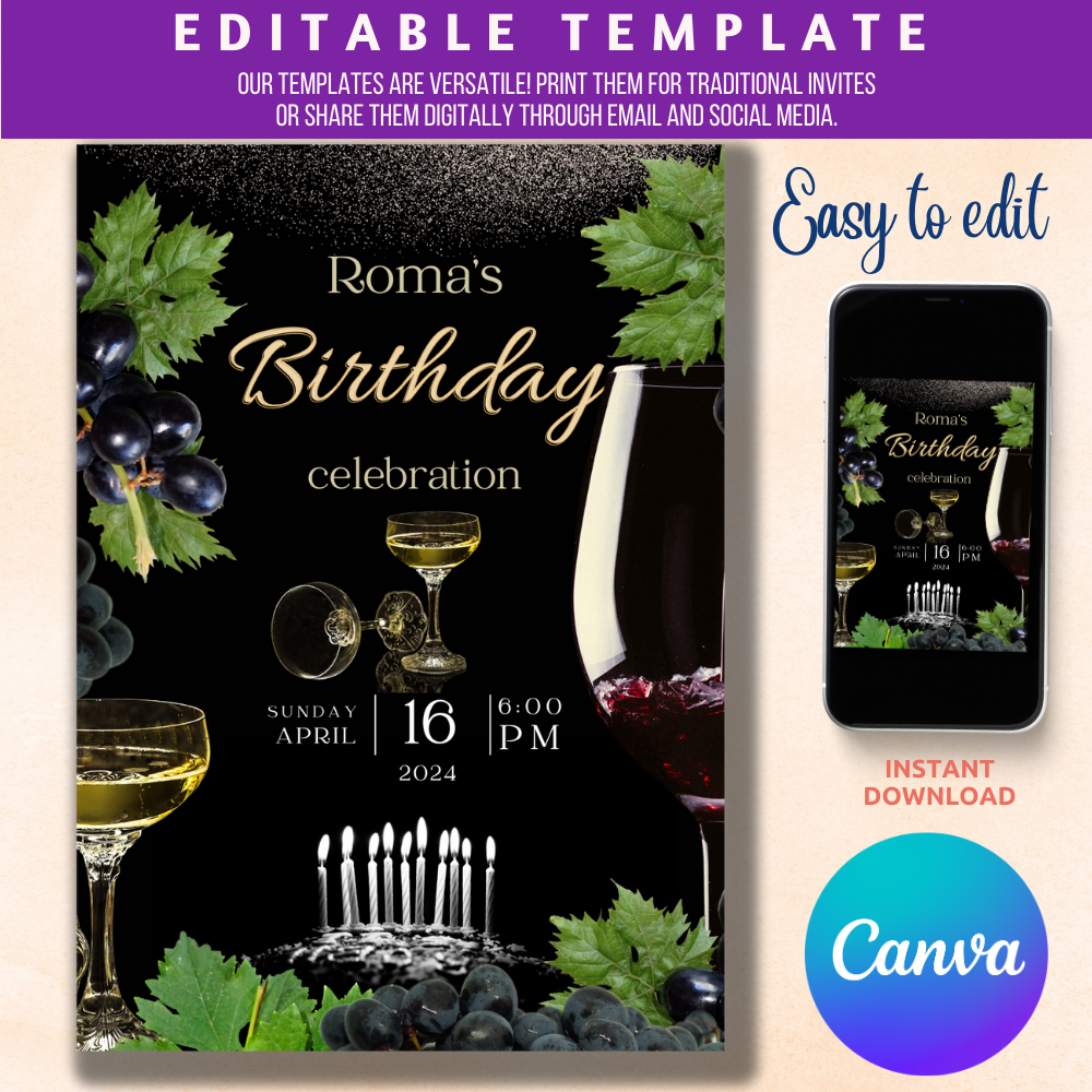 Birthday Invitation Template - Fully Editable in Canva - Inspire Uplift