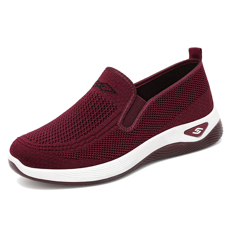 Knitted Breathable Womens Shoes, Spring and Summer Sports Running Shoes, Casual Platform Work Shoes