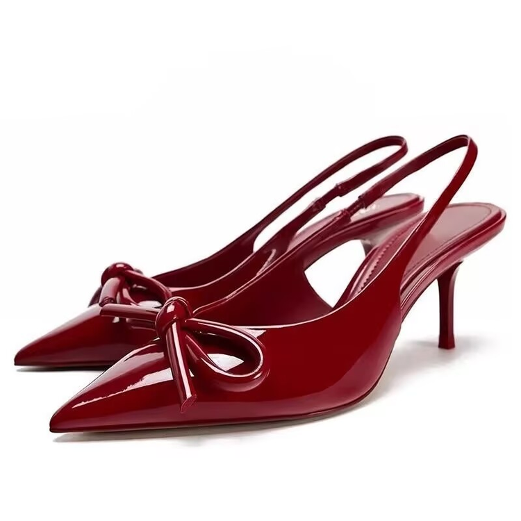 Elegant Womens Patent Leather Stilettos, New Arrival Pointed Toe High Heels with Bowknot for Party & Formal Wear